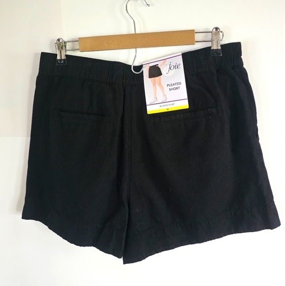 NWT Joie Cotton Linen Blend Pleated Black High Waist Women's Short Size M - Picture 8 of 9